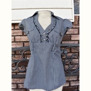 Sweetheart V-Cut Checkered Top